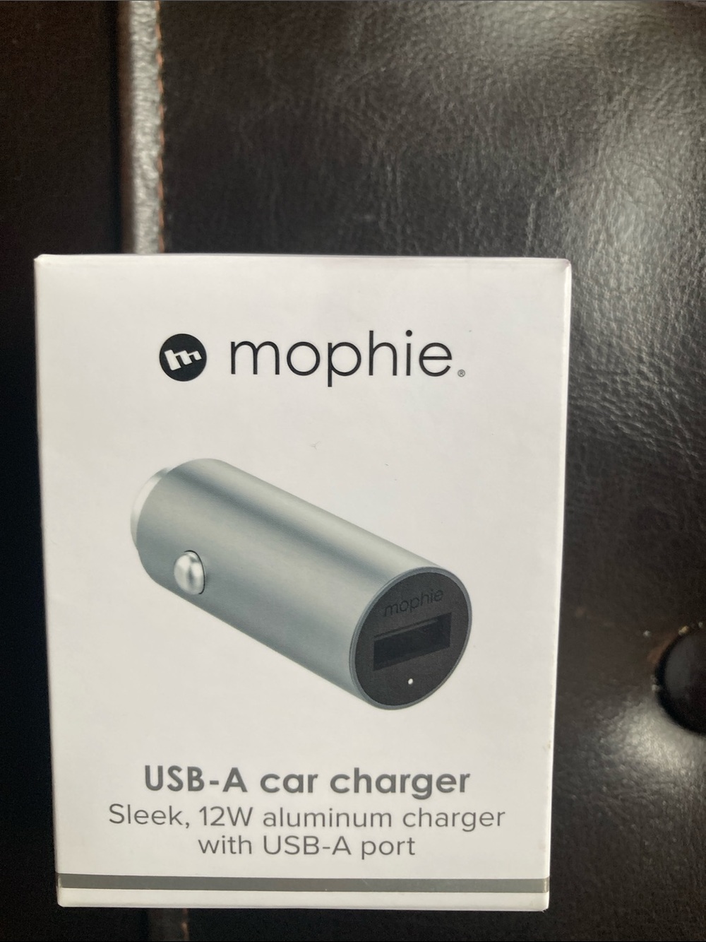 mophie USB-A Car Charger in Silver Aluminum